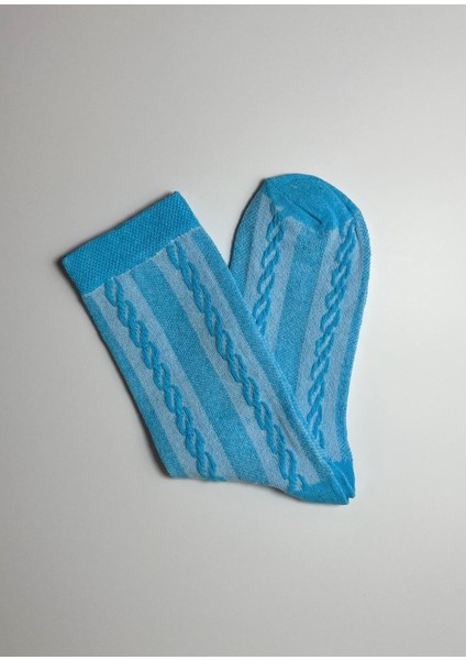 Pamuklu Kabartmalı Renkli Kadın Çorap 2 Çift