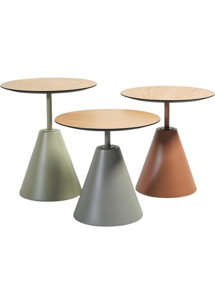 Üçlü Mantar Zigon Sehpa Seti NO:553 | Rehome Renkli Yuvarlak Mdf Modern Sehpa Takımı