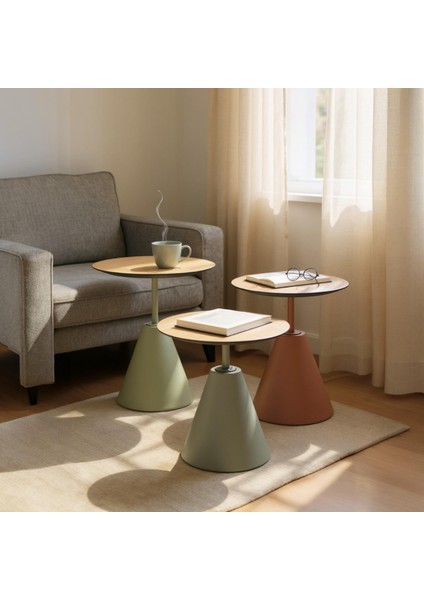 Üçlü Mantar Zigon Sehpa Seti NO:553 | Rehome Renkli Yuvarlak Mdf Modern Sehpa Takımı fiyatları