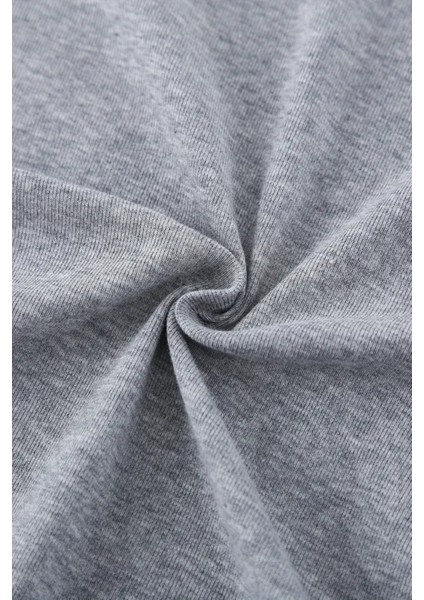 Gri Bisiklet Yaka Basic Kadın Tişört