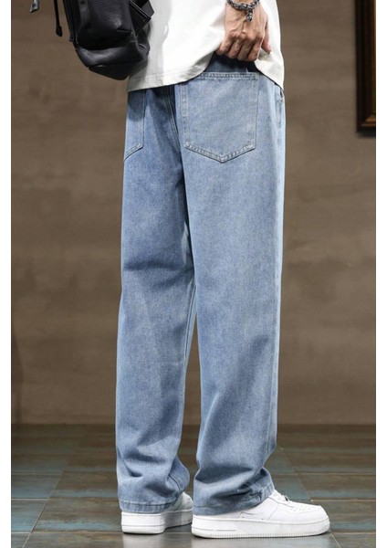 Reax Rayn Beli Lastikli Ipli Düz Paça Rahat Kesim Erkek Jean Pantolon