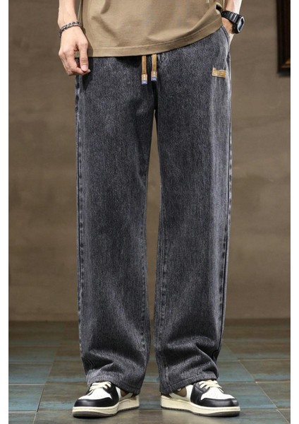 Reax Rayn Beli Lastikli Ipli Düz Paça Rahat Kesim Erkek Jean Pantolon