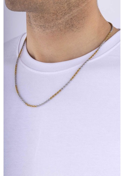 Burgu Model Çift Renk Altın Kaplama Erkek Çelik Zincir fiyatları