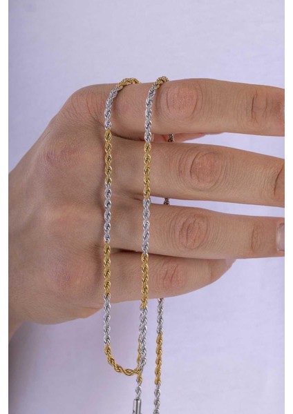 Burgu Model Çift Renk Altın Kaplama Erkek Çelik Zincir modelleri