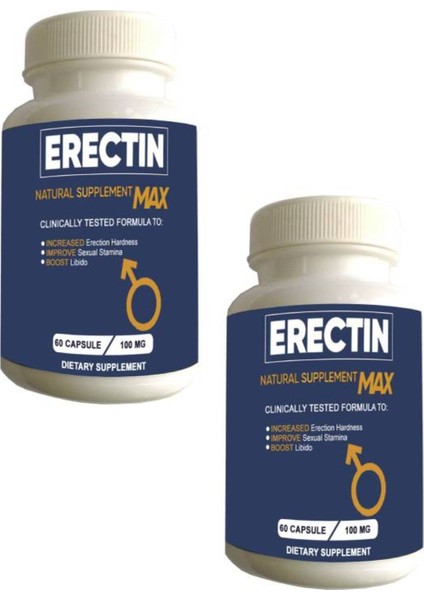Erectin Max Erkeklere Özel Geliştirme 60'lı Destekleyici x 2 Adet+Lustra Masaj Yağı ile 30 ml modelleri