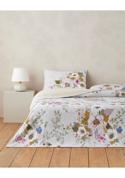 Bloomora Dijital Baskılı Kolay Ütülenir Tek Kişilik Nevresim Takımı 160X220 cm Bej-Sarı