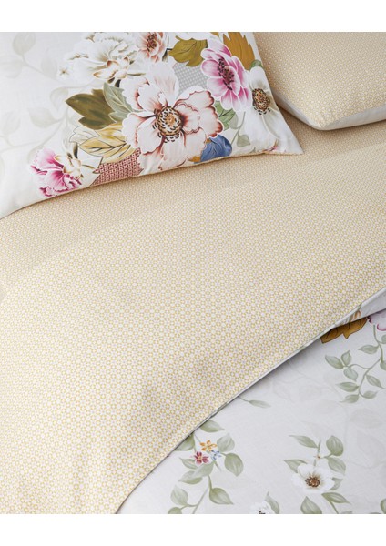 Bloomora Dijital Baskılı Kolay Ütülenir Tek Kişilik Nevresim Takımı 160X220 cm Bej-Sarı