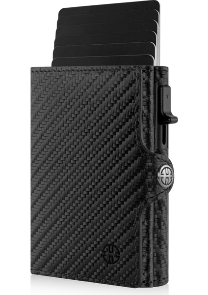 Palermo Carbon Siyah Mekanizmalı Kartlık Hakiki Deri Cüzdan Unisex Kadın Erkek Rfid Korumalı fiyatları