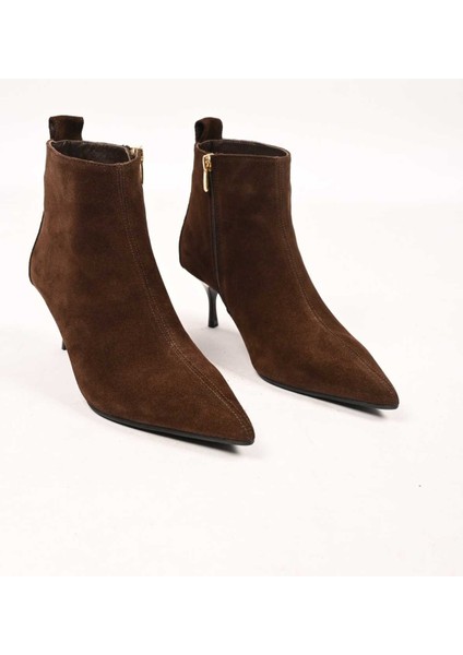 Bağcıksız Fermuarlı Neolit Taban Hakiki Deri Ince Topuklu Bot 337-2308 Kadın Bot