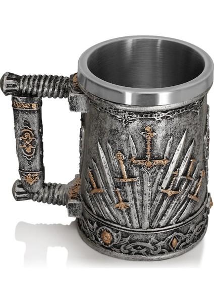 Premium Paslanmaz Çelik Iç Hazneli Metal Görünümlü Viking Bira Kupası – Varil Tasarım 600ML modelleri