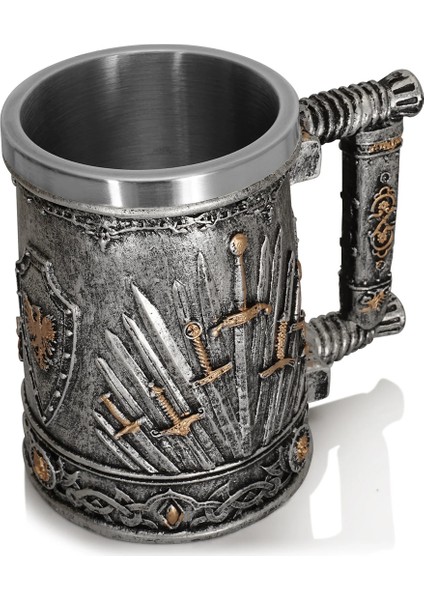 Premium Paslanmaz Çelik Iç Hazneli Metal Görünümlü Viking Bira Kupası – Varil Tasarım 600ML fırsatları