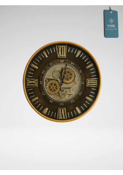 Grandior | Metal Çark Mekanizmalı Antik Duvar Saati, Ev Saati, Ofis Saati 60 x 60 cm