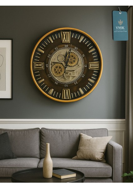 Grandior | Metal Çark Mekanizmalı Antik Duvar Saati, Ev Saati, Ofis Saati 60 x 60 cm modelleri
