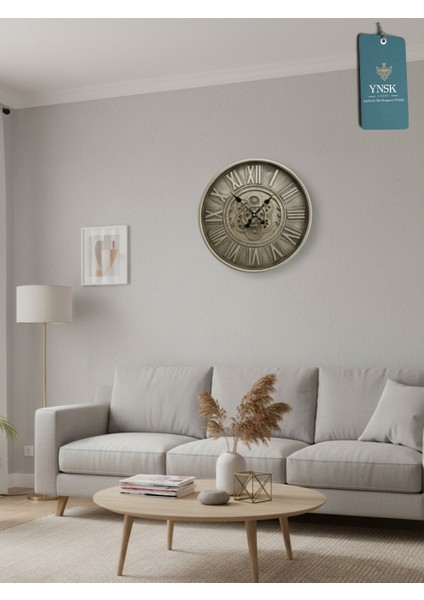 Augustus | Metal Çark Mekanizmalı Antik Duvar Saati, Ev Saati, Ofis Saati 60 x 60 cm modelleri