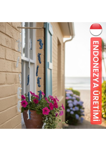 Beşli Askılı Deniz Temalı Objeler Üçlü Set Dekorasyon Bahçe Balkon