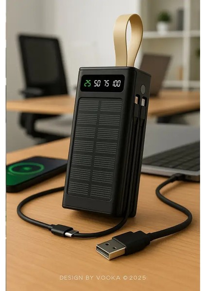 NEXİVA30.000 Mah Solar Powerbank | Güneş Enerjili LED Işıklı | 2×usb + Micro + Type-C Hızlı Şarj indirimleri