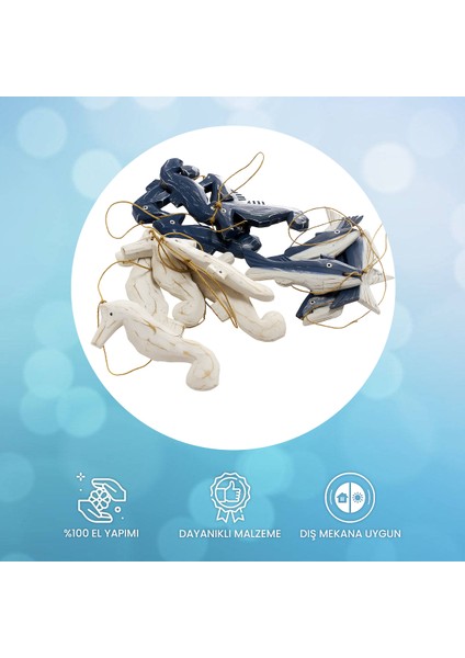 Beşli Askılı Deniz Temalı Objeler Üçlü Set Dekorasyon Bahçe Balkon fırsatları