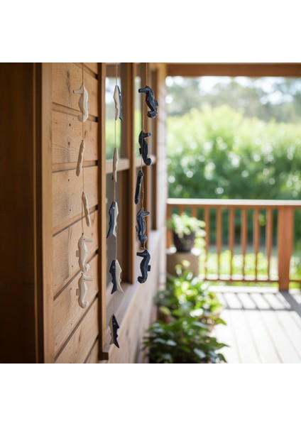 Beşli Askılı Deniz Temalı Objeler Üçlü Set Dekorasyon Bahçe Balkon indirimleri