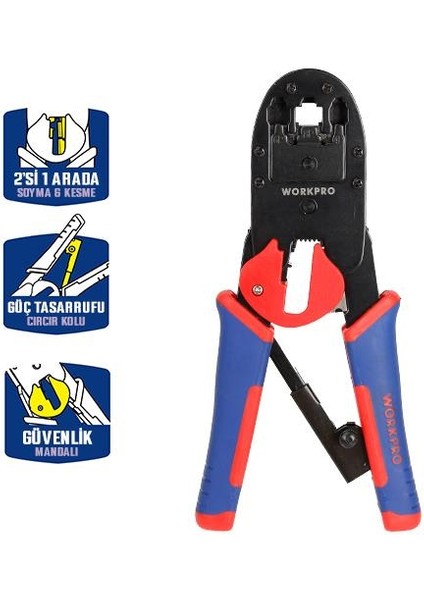 WP292001 RJ45/RJ11/RJ12/RJ22 Profesyonel Konnektör Sıkma Pensesi