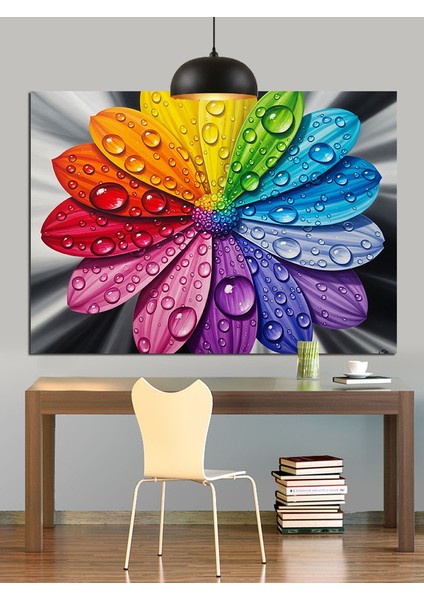Renkli Yaprakları Olan Bahar Çiçeği Dekoratif Kanvas - Mdf Ahşap Tablo