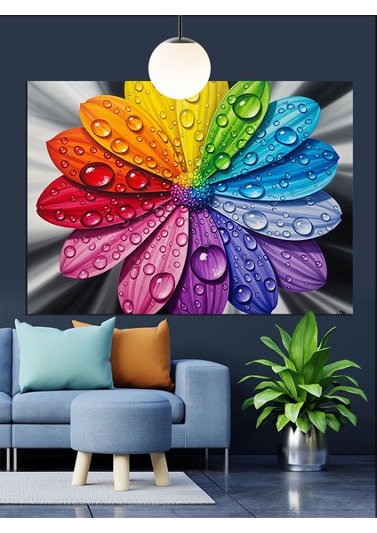 Renkli Yaprakları Olan Bahar Çiçeği Dekoratif Kanvas - Mdf Ahşap Tablo fiyatları