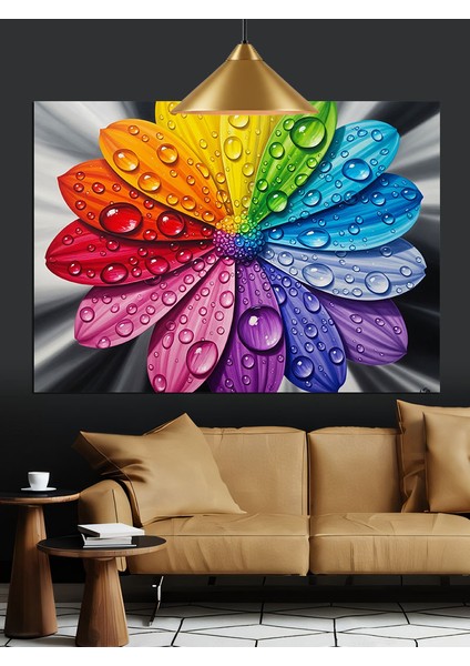 Renkli Yaprakları Olan Bahar Çiçeği Dekoratif Kanvas - Mdf Ahşap Tablo modelleri