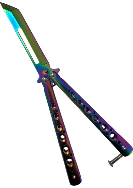 Koleksiyonluk Hediyelik Gökkuşağı Renkli Tanto Model Sallanabilir Çakı