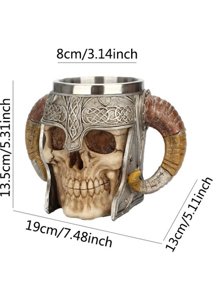 Premium Paslanmaz Çelik Iç Hazneli Kafatası Görünümlü Viking Bira Kupası – Varil Tasarım 500 ml fiyatları