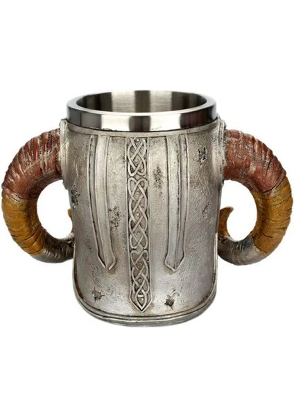 Premium Paslanmaz Çelik Iç Hazneli Kafatası Görünümlü Viking Bira Kupası – Varil Tasarım 500 ml modelleri