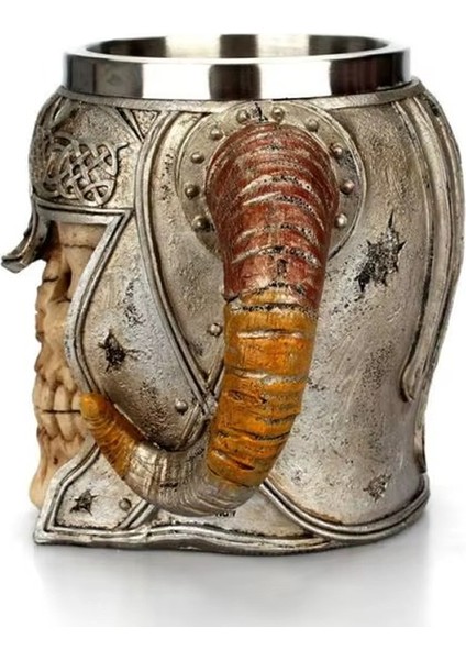 Premium Paslanmaz Çelik Iç Hazneli Kafatası Görünümlü Viking Bira Kupası – Varil Tasarım 500 ml fırsatları