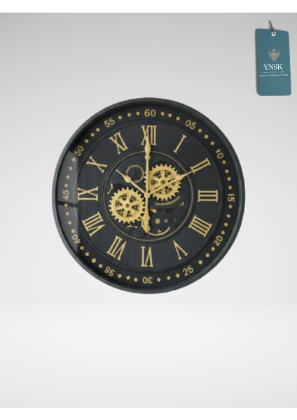 Imperium | Metal Çark Mekanizmalı Antik Duvar Saati, Ev Saati, Ofis Saati 60 x 60 cm