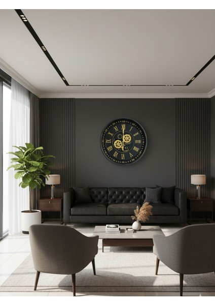 Imperium | Metal Çark Mekanizmalı Antik Duvar Saati, Ev Saati, Ofis Saati 60 x 60 cm fırsatları