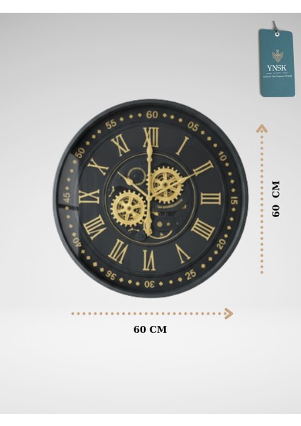 Imperium | Metal Çark Mekanizmalı Antik Duvar Saati, Ev Saati, Ofis Saati 60 x 60 cm indirimleri