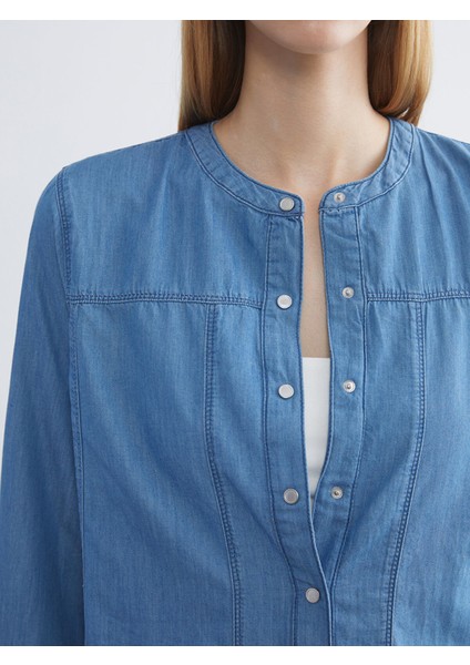 Yeni Sezon Hakim Yaka Kadın Jean Tunik fırsatları