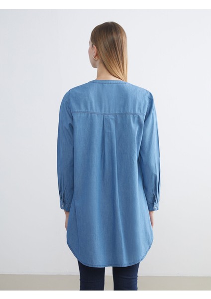 Yeni Sezon Hakim Yaka Kadın Jean Tunik indirimleri