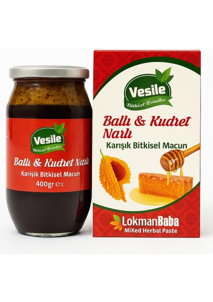 Kudret Nar'lı Ballı Bitkisel Macun - Kudret Narı - Bal - Harnup Pekmezi - Kantaron Yağı - Polen