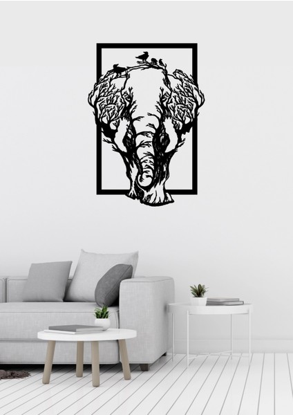 Fil Figürlü Dekoratif Metal Tablo