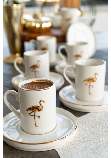 Flamingo 12 Parça 6 Kişilik Porselen Kahve Fincan Takımı