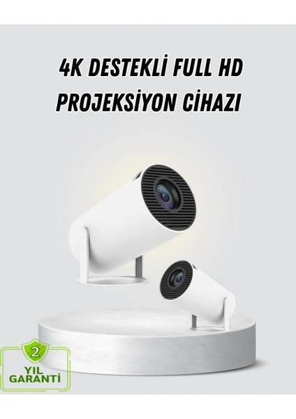 Full HD 4K Destekli Akıllı Projeksiyon – 130 inç Ekran, Uzun Ömürlü Ampul ve Çoklu Giriş