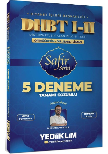 Yediiklim Dhbt I-Iı Ortaöğretim Ön Lisans Lisans Safir Serisi Tamamı Çözümlü 5 Deneme Sınavı