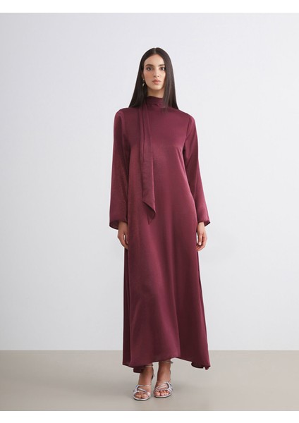 Yeni Sezon Şal Yaka Saten Elbise