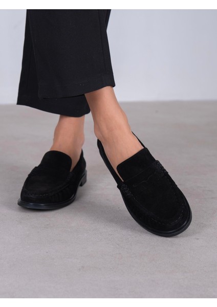 Aven Siyah Süet Hakiki Deri Kadın Makosen fırsatları