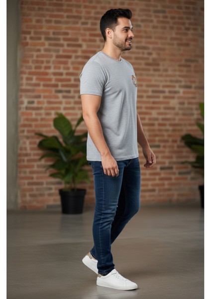 Erkek Sıfır Yaka Baskılı Tshirt fiyatları