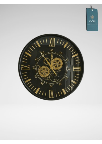 Vespora | Metal Çark Mekanizmalı Antik Duvar Saati, Ev Saati, Ofis Saati 60 x 60 cm