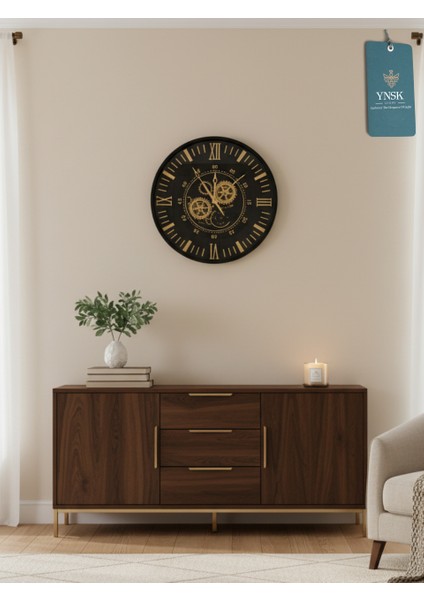 Vespora | Metal Çark Mekanizmalı Antik Duvar Saati, Ev Saati, Ofis Saati 60 x 60 cm indirimleri