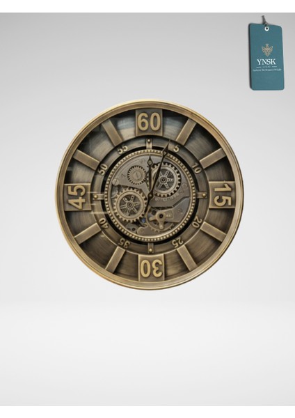 Varona | Metal Çark Mekanizmalı Antik Duvar Saati, Ev Saati, Ofis Saati 60 x 60 cm