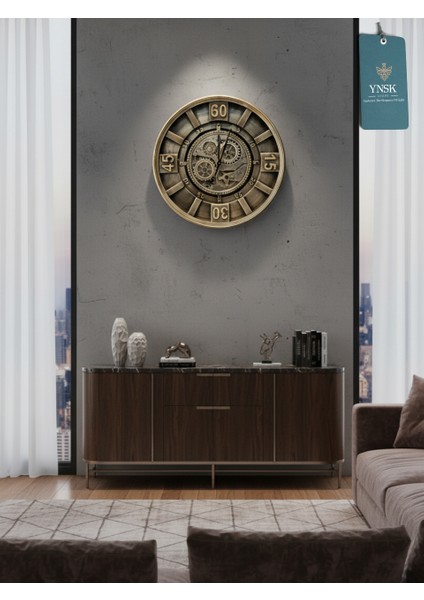 Varona | Metal Çark Mekanizmalı Antik Duvar Saati, Ev Saati, Ofis Saati 60 x 60 cm indirimleri