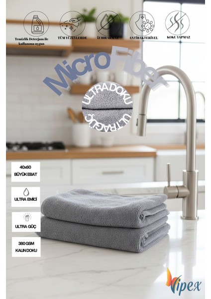 2 Adet Efsane Temizlik 40X60 380 Gsm Mikrofiber Temizlik Bezi