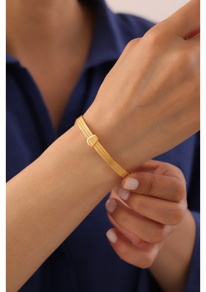 14 Ayar Altın V Detaylı Trabzon Hasır Kelepçe