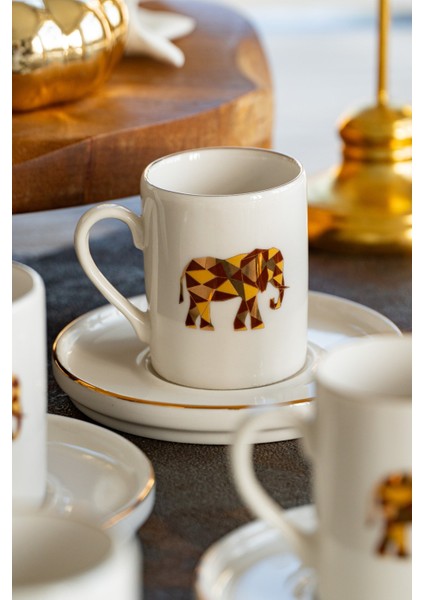 Origami Fil 12 Parça 6 Kişilik Porselen Kahve Fincan Takımı